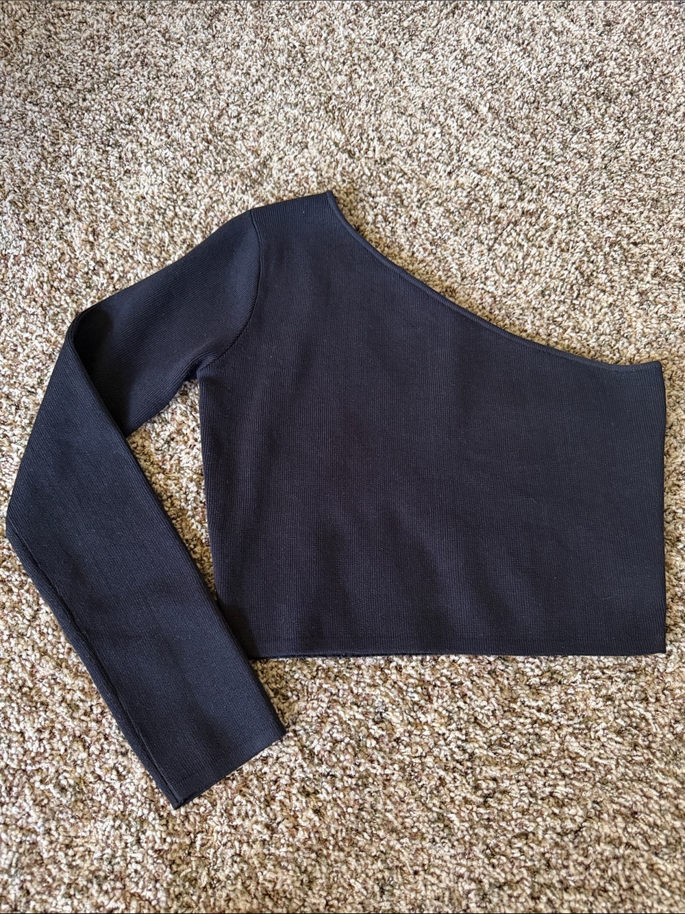 Endless Rose Black Asymmetric One-Shoulder Sweater